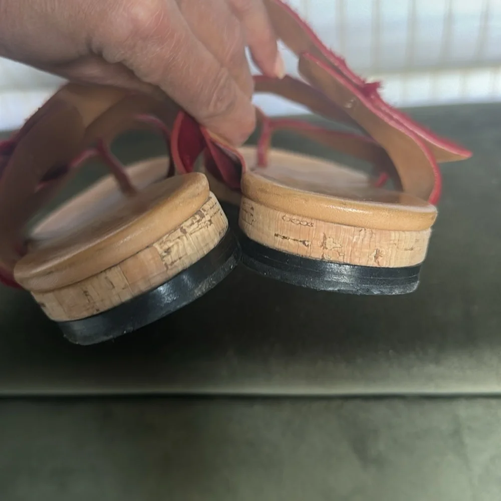 Chloe deep red pony hair sandals size 36